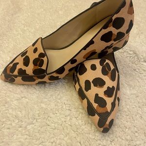 Cole Haan Leopard Print Real Fur Flats